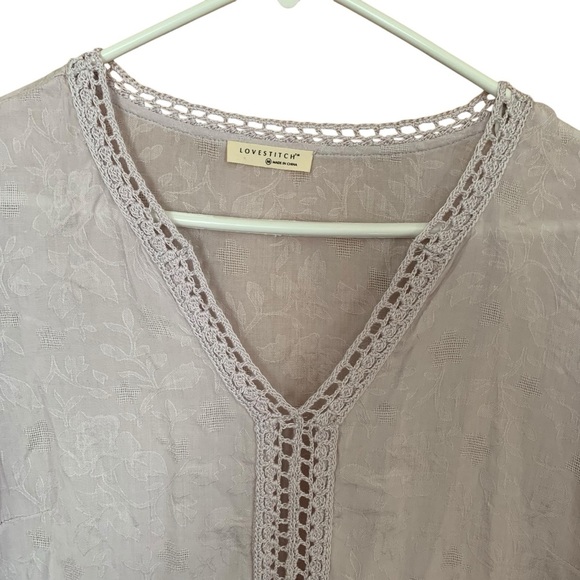 Lovestitch Lattice Trim Top Pale Pink Crotchet Peplum Blouse M - Picture 7 of 9